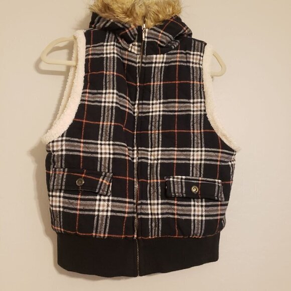 Michael F. plaid vest faux fur size L - Picture 2 of 9